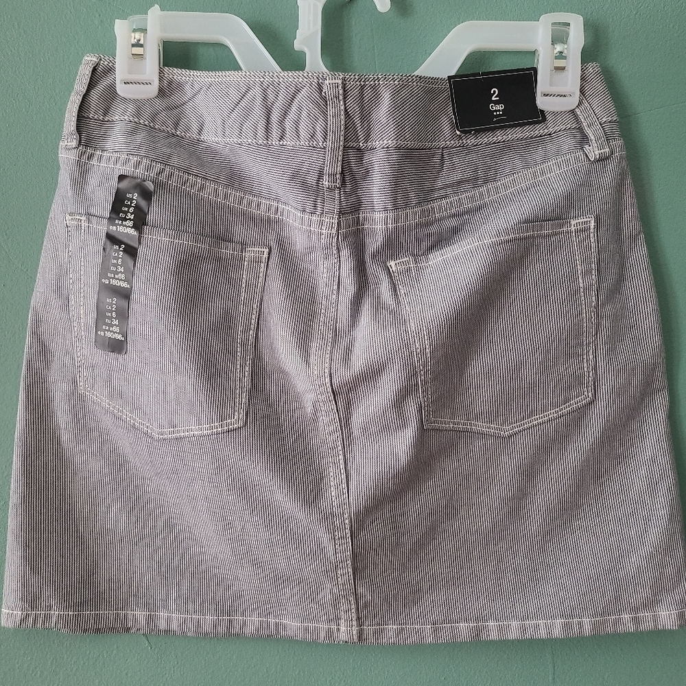 Gap Blue Pinstripe Mini Skirt Size 2 - Picture 3 of 9